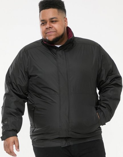 D555 Rudy Showerproof Fleece Lined Jacket With Packaway Hood - Black - Bundy - Bundy Nadmerné Veľkosti 2XL-8XL