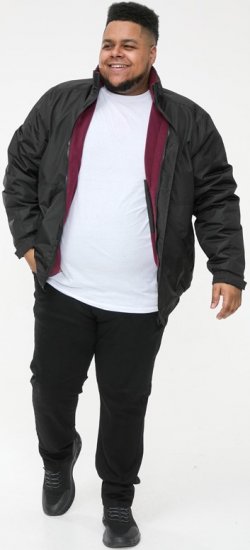 D555 Rudy Showerproof Fleece Lined Jacket With Packaway Hood - Black - Bundy - Bundy Nadmerné Veľkosti 2XL-8XL