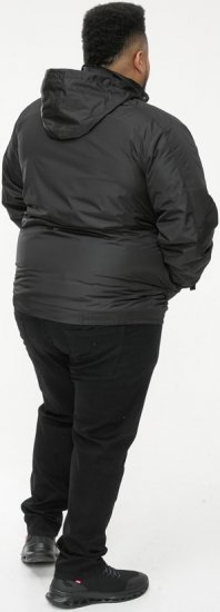 D555 Rudy Showerproof Fleece Lined Jacket With Packaway Hood - Black - Bundy - Bundy Nadmerné Veľkosti 2XL-8XL