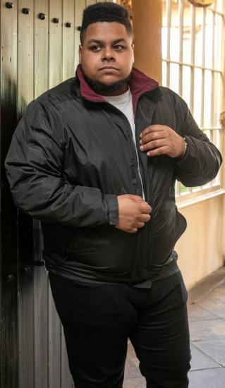 D555 Rudy Showerproof Fleece Lined Jacket With Packaway Hood - Black - Bundy - Bundy Nadmerné Veľkosti 2XL-8XL