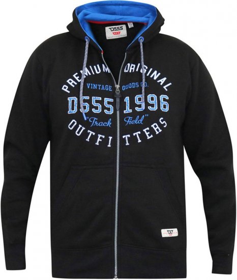 D555 LINGARD Full Zip Hoody With Original Chest Print Black - Mikiny & mikiny bez kapucne - Mikiny & Mikiny s Kapucňou 2XL-12XL