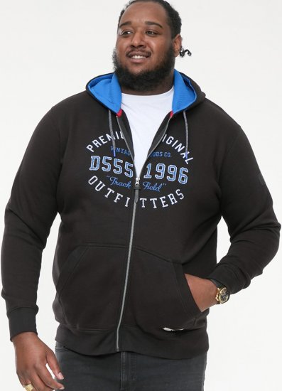 D555 LINGARD Full Zip Hoody With Original Chest Print Black - Mikiny & mikiny bez kapucne - Mikiny & Mikiny s Kapucňou 2XL-12XL