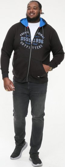 D555 LINGARD Full Zip Hoody With Original Chest Print Black - Mikiny & mikiny bez kapucne - Mikiny & Mikiny s Kapucňou 2XL-12XL