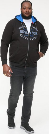 D555 LINGARD Full Zip Hoody With Original Chest Print Black - Mikiny & mikiny bez kapucne - Mikiny & Mikiny s Kapucňou 2XL-12XL