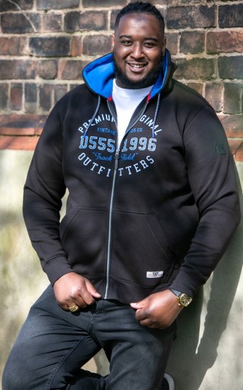 D555 LINGARD Full Zip Hoody With Original Chest Print Black - Mikiny & mikiny bez kapucne - Mikiny & Mikiny s Kapucňou 2XL-12XL