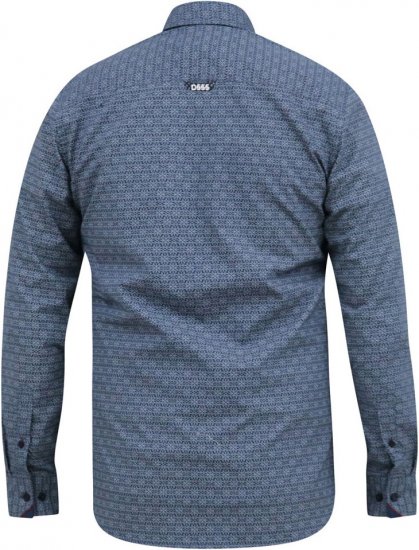 D555 MANGALA Geometric AOP Long Sleeve Shirt With Concealed Button Down Collar Navy - Košele - Košele 2XL-10XL