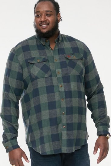 D555 GARFIELD Check Overshirt With Two Patch Pockets & Button Down Collar Navy - Košele - Košele 2XL-10XL