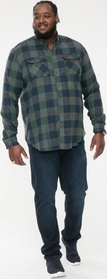 D555 GARFIELD Check Overshirt With Two Patch Pockets & Button Down Collar Navy - Košele - Košele 2XL-10XL