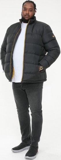 D555 CRISTIANO Puffer Jacket With Binding On Cuffs And Embroidery Badge On Sleeve Black - Bundy - Bundy Nadmerné Veľkosti 2XL-8XL
