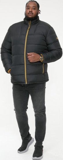 D555 CRISTIANO Puffer Jacket With Binding On Cuffs And Embroidery Badge On Sleeve Black - Bundy - Bundy Nadmerné Veľkosti 2XL-8XL