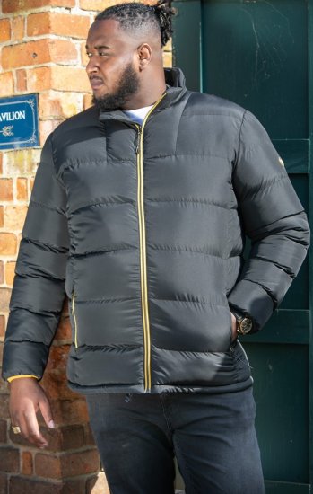 D555 CRISTIANO Puffer Jacket With Binding On Cuffs And Embroidery Badge On Sleeve Black - Bundy - Bundy Nadmerné Veľkosti 2XL-8XL