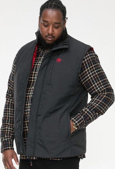 D555 FELIPE Zip Through Padded Gilet With Contrast Colour Lining And Rubber Badge Black - Bundy - Bundy Nadmerné Veľkosti 2XL-8XL