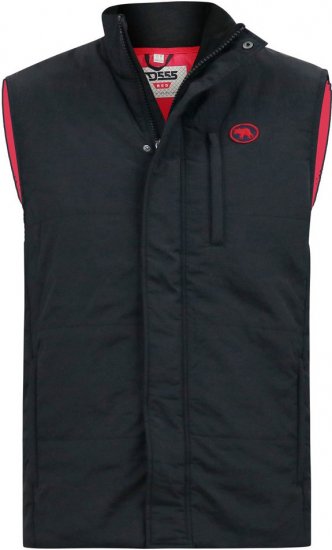 D555 FELIPE Zip Through Padded Gilet With Contrast Colour Lining And Rubber Badge Black - Bundy - Bundy Nadmerné Veľkosti 2XL-8XL