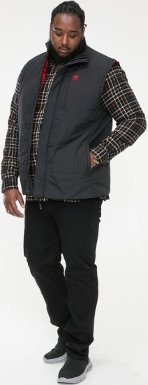 D555 FELIPE Zip Through Padded Gilet With Contrast Colour Lining And Rubber Badge Black - Bundy - Bundy Nadmerné Veľkosti 2XL-8XL