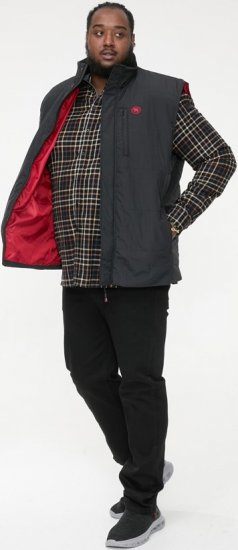 D555 FELIPE Zip Through Padded Gilet With Contrast Colour Lining And Rubber Badge Black - Bundy - Bundy Nadmerné Veľkosti 2XL-8XL