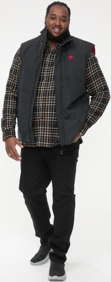 D555 FELIPE Zip Through Padded Gilet With Contrast Colour Lining And Rubber Badge Black - Bundy - Bundy Nadmerné Veľkosti 2XL-8XL