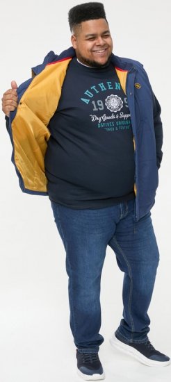 D555 FELIPE Zip Through Padded Gilet With Contrast Colour Lining And Rubber Badge Navy - Bundy - Bundy Nadmerné Veľkosti 2XL-8XL