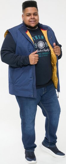 D555 FELIPE Zip Through Padded Gilet With Contrast Colour Lining And Rubber Badge Navy - Bundy - Bundy Nadmerné Veľkosti 2XL-8XL