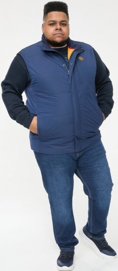 D555 FELIPE Zip Through Padded Gilet With Contrast Colour Lining And Rubber Badge Navy - Bundy - Bundy Nadmerné Veľkosti 2XL-8XL