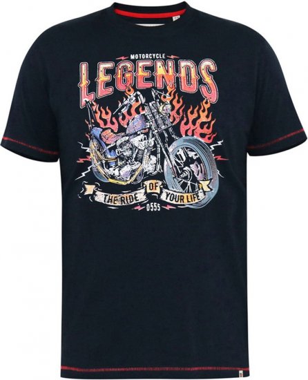 D555 JAGGER Legends Motor Bike Printed Crew Neck T-Shirt Navy - Tričká - Nadrozmerné tričká - 2XL-14XL