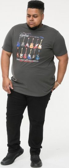 D555 JAIDEN Legends Guitar Printed Crew Neck T-Shirt Khaki - Tričká - Nadrozmerné tričká - 2XL-14XL