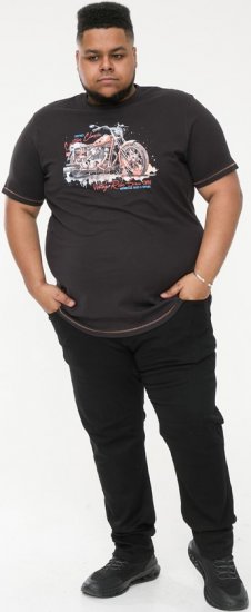 D555 LORNE Motor Bike Splatter Printed Crew Neck T-Shirt Washed Black - Tričká - Nadrozmerné tričká - 2XL-14XL
