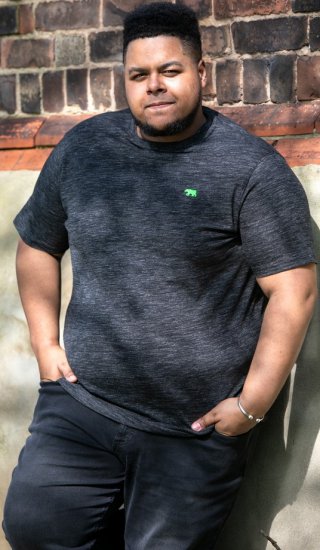 D555 ORSTON Reno Fabric Crew Neck T-Shirt With Chest Embroidery Black Reno - Tričká - Nadrozmerné tričká - 2XL-14XL