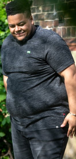 D555 ORSTON Reno Fabric Crew Neck T-Shirt With Chest Embroidery Black Reno - Tričká - Nadrozmerné tričká - 2XL-14XL