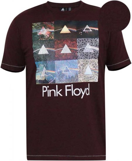 D555 DIVISION Official Pink Floyd Printed T-Shirt Burgundy - Tričká - Nadrozmerné tričká - 2XL-14XL