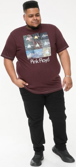 D555 DIVISION Official Pink Floyd Printed T-Shirt Burgundy - Tričká - Nadrozmerné tričká - 2XL-14XL