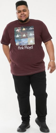 D555 DIVISION Official Pink Floyd Printed T-Shirt Burgundy - Tričká - Nadrozmerné tričká - 2XL-14XL