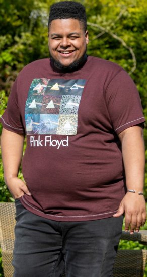 D555 DIVISION Official Pink Floyd Printed T-Shirt Burgundy - Tričká - Nadrozmerné tričká - 2XL-14XL