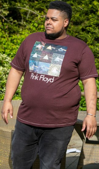 D555 DIVISION Official Pink Floyd Printed T-Shirt Burgundy - Tričká - Nadrozmerné tričká - 2XL-14XL