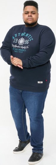 D555 KEYWORTH Authentic Printed Crew Neck Sweatshirt Navy - Mikiny & mikiny bez kapucne - Mikiny & Mikiny s Kapucňou 2XL-12XL
