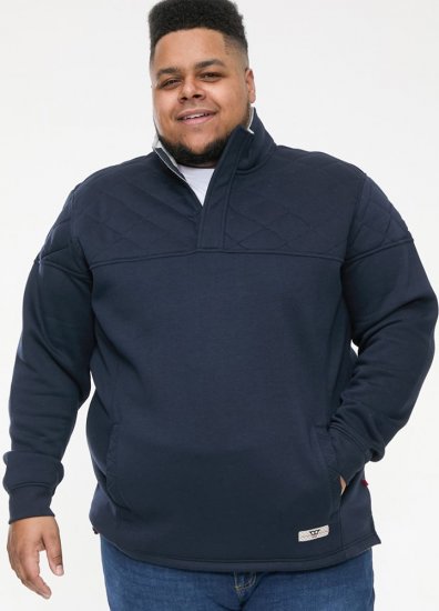 D555 SWANN Quarter Neck Sweatshirt With Quilted Top Panel Navy - Mikiny & mikiny bez kapucne - Mikiny & Mikiny s Kapucňou 2XL-12XL