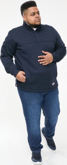 D555 SWANN Quarter Neck Sweatshirt With Quilted Top Panel Navy - Mikiny & mikiny bez kapucne - Mikiny & Mikiny s Kapucňou 2XL-12XL