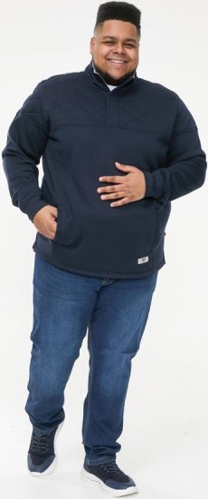 D555 SWANN Quarter Neck Sweatshirt With Quilted Top Panel Navy - Mikiny & mikiny bez kapucne - Mikiny & Mikiny s Kapucňou 2XL-12XL