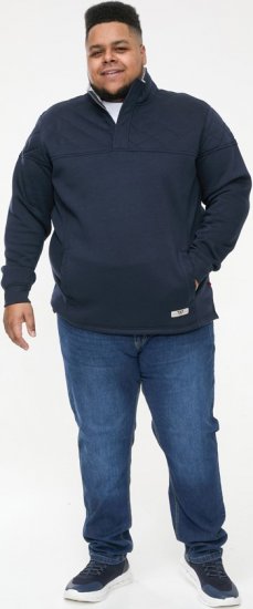 D555 SWANN Quarter Neck Sweatshirt With Quilted Top Panel Navy - Mikiny & mikiny bez kapucne - Mikiny & Mikiny s Kapucňou 2XL-12XL