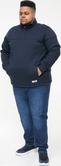 D555 SWANN Quarter Neck Sweatshirt With Quilted Top Panel Navy - Mikiny & mikiny bez kapucne - Mikiny & Mikiny s Kapucňou 2XL-12XL
