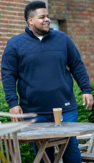 D555 SWANN Quarter Neck Sweatshirt With Quilted Top Panel Navy - Mikiny & mikiny bez kapucne - Mikiny & Mikiny s Kapucňou 2XL-12XL