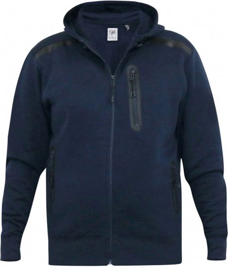 D555 GABRIEL Couture Zip Through Hoody With Reversible Zips Navy - Mikiny & mikiny bez kapucne - Mikiny & Mikiny s Kapucňou 2XL-12XL