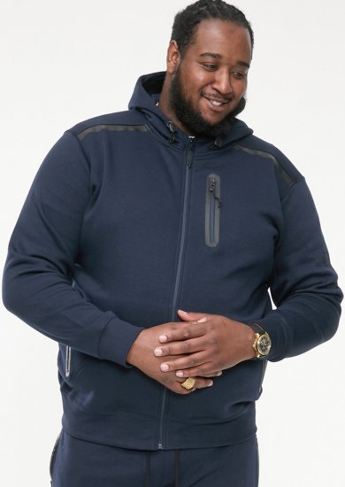 D555 GABRIEL Couture Zip Through Hoody With Reversible Zips Navy - Mikiny & mikiny bez kapucne - Mikiny & Mikiny s Kapucňou 2XL-12XL