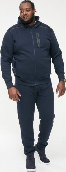 D555 GABRIEL Couture Zip Through Hoody With Reversible Zips Navy - Mikiny & mikiny bez kapucne - Mikiny & Mikiny s Kapucňou 2XL-12XL