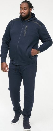D555 GABRIEL Couture Zip Through Hoody With Reversible Zips Navy - Mikiny & mikiny bez kapucne - Mikiny & Mikiny s Kapucňou 2XL-12XL
