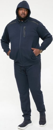 D555 GABRIEL Couture Zip Through Hoody With Reversible Zips Navy - Mikiny & mikiny bez kapucne - Mikiny & Mikiny s Kapucňou 2XL-12XL