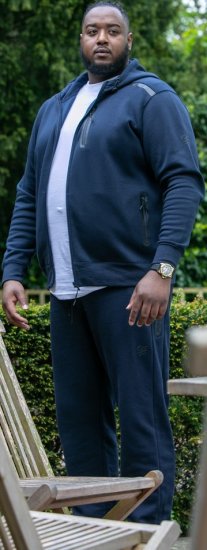 D555 GABRIEL Couture Zip Through Hoody With Reversible Zips Navy - Mikiny & mikiny bez kapucne - Mikiny & Mikiny s Kapucňou 2XL-12XL