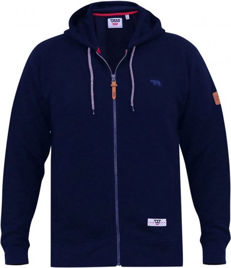 D555 IRVIN Full Zip Jacquard Hoody With Chest Embroidery Navy - Mikiny & mikiny bez kapucne - Mikiny & Mikiny s Kapucňou 2XL-12XL