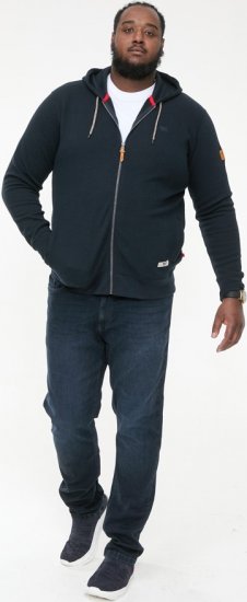 D555 IRVIN Full Zip Jacquard Hoody With Chest Embroidery Navy - Mikiny & mikiny bez kapucne - Mikiny & Mikiny s Kapucňou 2XL-12XL