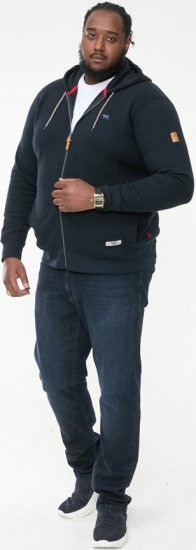 D555 IRVIN Full Zip Jacquard Hoody With Chest Embroidery Navy - Mikiny & mikiny bez kapucne - Mikiny & Mikiny s Kapucňou 2XL-12XL