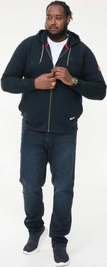 D555 IRVIN Full Zip Jacquard Hoody With Chest Embroidery Navy - Mikiny & mikiny bez kapucne - Mikiny & Mikiny s Kapucňou 2XL-12XL